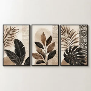 Triptyque Décoratif Motifs Végétaux