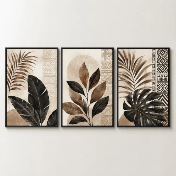 Triptyque Décoratif Motifs Végétaux