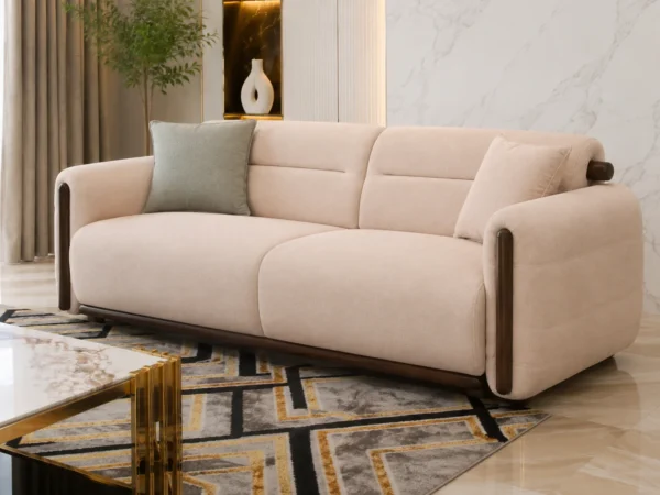 Salon Premium Vert Sauge & Beige avec Fauteuils Assortis
