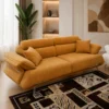 Ensemble Salon Contemporain Camel & Blanc – 2 Canapés + Fauteuil Arrondi