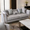 Ensemble Salon Premium Gris Clair & Bleu Marine – Canapés et Fauteuils