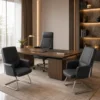 Ensemble Bureau Premium Noir – 1 Fauteuil Direction + 2 Fauteuils Visiteurs