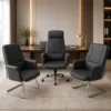 Ensemble Bureau Premium Noir – 1 Fauteuil Direction + 2 Fauteuils Visiteurs