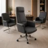 Ensemble Bureau Premium Noir – 1 Fauteuil Direction + 2 Fauteuils Visiteurs