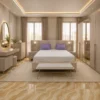 Ensemble Chambre Beige Clair – Lit, Armoire, Coiffeuse & Banc