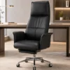 Fauteuil de Direction Premium Noir avec Repose-Pieds