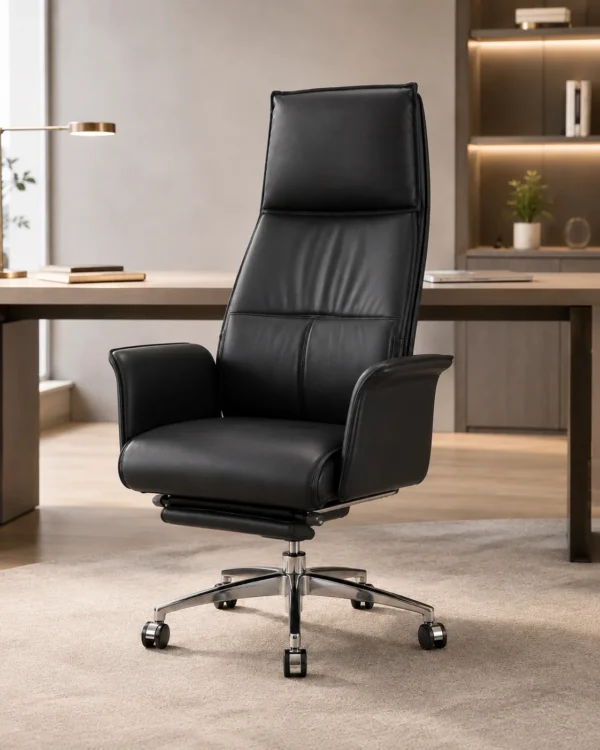 Fauteuil de Direction Premium Noir avec Repose-Pieds