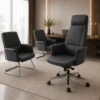 Ensemble Bureau Premium Noir – 1 Fauteuil Direction + 2 Fauteuils Visiteurs