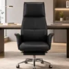 Fauteuil de Direction Premium Noir avec Repose-Pieds