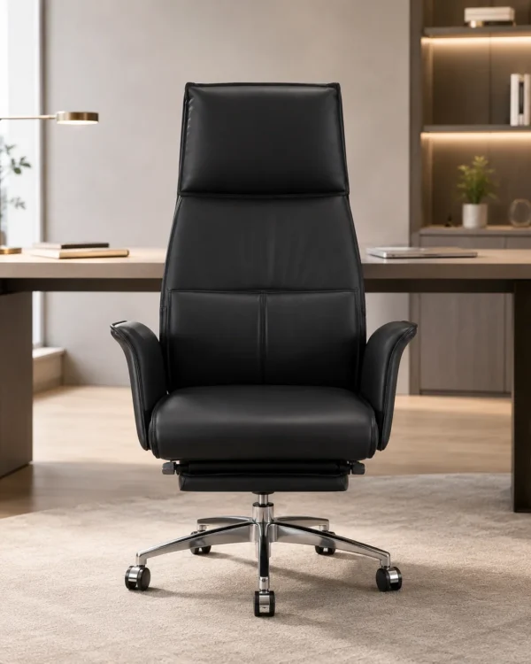 Fauteuil de Direction Premium Noir avec Repose-Pieds