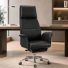 Fauteuil de Direction Premium Noir avec Repose-Pieds