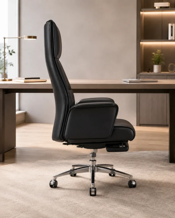 Fauteuil de Direction Premium Noir avec Repose-Pieds