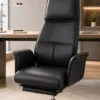 Fauteuil de Direction Premium Noir avec Repose-Pieds