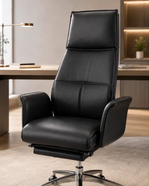 Fauteuil de Direction Premium Noir avec Repose-Pieds
