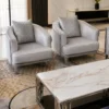Ensemble Salon Premium Gris Clair & Bleu Marine – Canapés et Fauteuils