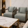 Salon Premium Vert Sauge & Beige avec Fauteuils Assortis