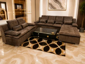 Ensemble Salon d’Angle Premium Marron avec Méridienne
