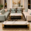 Salon Premium Vert Sauge & Beige avec Fauteuils Assortis