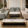 Salon Premium Vert Sauge & Beige avec Fauteuils Assortis