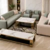 Salon Premium Vert Sauge & Beige avec Fauteuils Assortis