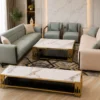 Salon Premium Vert Sauge & Beige avec Fauteuils Assortis