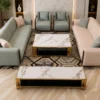 Salon Premium Vert Sauge & Beige avec Fauteuils Assortis