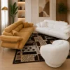 Ensemble Salon Contemporain Camel & Blanc – 2 Canapés + Fauteuil Arrondi
