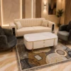 Ensemble Salon Premium Crème & Gris – Canapé + 2 Fauteuils