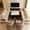 Salon Premium Beige Crème avec Fauteuils Design