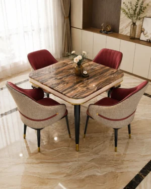 Ensemble Table à Manger Premium avec Chaises – Collection Marbre & Design