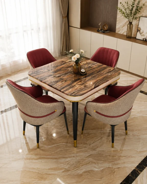 Ensemble Table à Manger Premium avec Chaises – Collection Marbre & Design