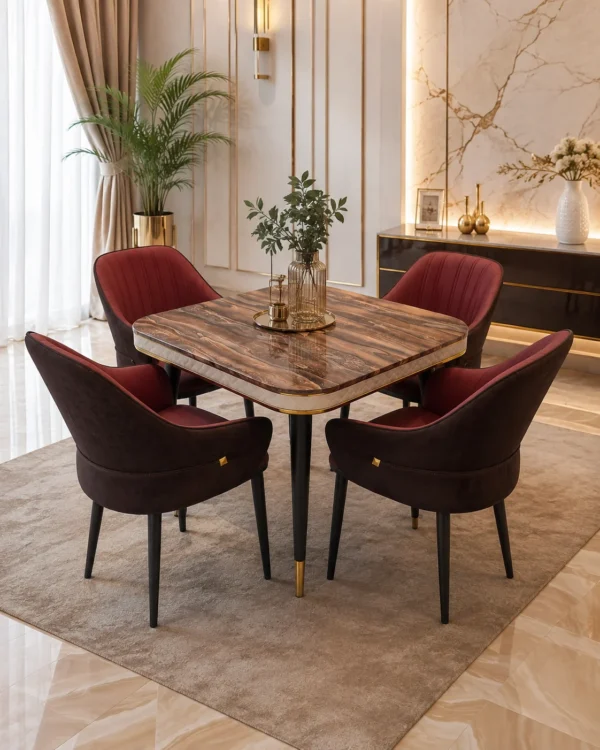 Ensemble Table à Manger Premium avec Chaises – Collection Marbre & Design