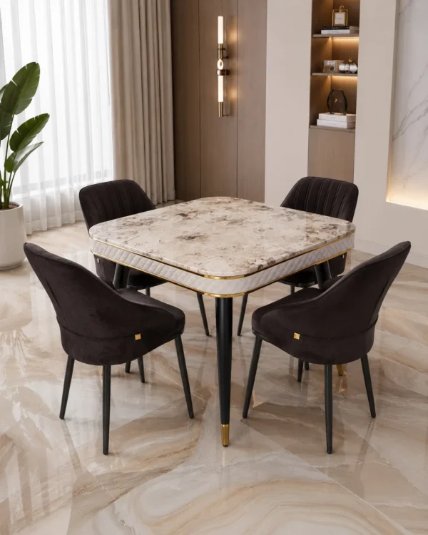 Ensemble Table à Manger Premium avec Chaises – Collection Marbre & Design