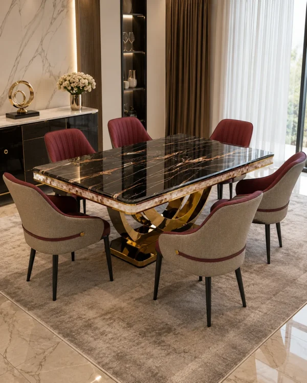 Ensemble Table à Manger Premium avec Chaises – Collection Marbre & Design